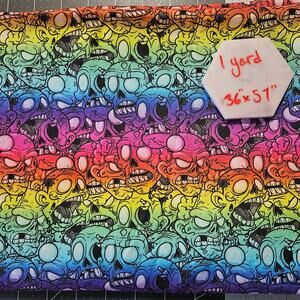 Zombies Halloween Rainbow Cotton Woven Custom Fabric Sewing Craft DIY Goth